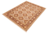 handmade Transitional Kafkaz Chobi Ziegler Beige Brown Hand Knotted RECTANGLE 100% WOOL area rug 6 x 9