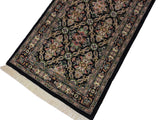 handmade Traditional Tabriz Black Pink Hand Knotted RUNNER 100% WOOL area rug 3x9