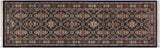 Tabriz Pak Persian Elidia Black/Pink Wool Runner - 2'7'' x 8'7''