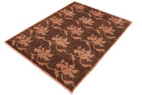 handmade Transitional Kafkaz Chobi Ziegler Brown Tan Hand Knotted RECTANGLE 100% WOOL area rug 6 x 9