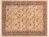 Irfan Pak Persian Micheal Beige/Blue Wool Rug - 6'0'' x 9'1''