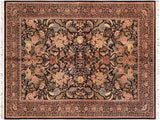 Nagi Pak Persian Leeanna Black/Green Wool Rug - 5'11'' x 9'1''