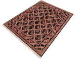 handmade Traditional Basan Black Rust Hand Knotted RECTANGLE 100% WOOL area rug 6x9