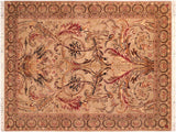 Bhati Pak Persian Louie Taupe/Green Wool Rug - 6'1'' x 9'2''