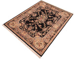 handmade Traditional Gujranwala Black Grey Hand Knotted RECTANGLE 100% WOOL area rug 6x9