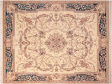 Fazalhaq Pak Persian Irish Beige/Teal Wool Rug - 8'1'' x 10'4''