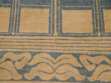 handmade Geometric Antique Blue Gold Hand Knotted RECTANGLE 100% WOOL area rug 9x11