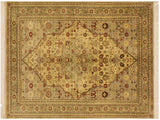 Tabriz Pak Persian Jerold Beige/Green Wool Rug - 4'2'' x 6'4''