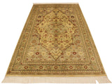 handmade Traditional Tabriz Beige Green Hand Knotted RECTANGLE 100% WOOL area rug 4x6