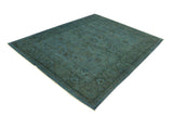 A08125, 711"x10 0",Over Dyed                     ,8x10,Blue,LT. GREEN,Hand-knotted                  ,Pakistan   ,100% Wool  ,Rectangle  ,652671171314