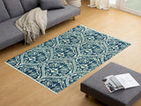 handmade Modern Nabila Blue Ivory Hand Knotted RECTANGLE WOOL&SILK area rug 4x6