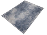 handmade Transitional Distressed Gray Blue Machine Made RECTANGLE POLYESTER area rug 9x12