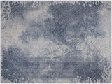 handmade Transitional Distressed Gray Blue Machine Made RECTANGLE POLYESTER area rug 9x12