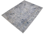 handmade Transitional Distressed Gray Blue Machine Made RECTANGLE POLYESTER area rug 9x12