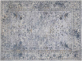 handmade Transitional Distressed Gray Blue Machine Made RECTANGLE POLYESTER area rug 9x12