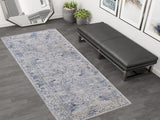 handmade Transitional Distressed Gray Blue Machine Made RECTANGLE POLYESTER area rug 9x12