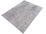 handmade Transitional Vintage Gray Blue Machine Made RECTANGLE POLYESTER area rug 9x12