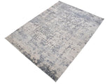 handmade Transitional Abstract Gray Blue Machine Made RECTANGLE POLYESTER area rug 9x12