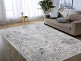 handmade Transitional Vintage Gray Beige Machine Made RECTANGLE POLYESTER area rug 3x5