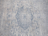 handmade Transitional Vintage Gray Blue Machine Made RECTANGLE POLYESTER area rug 9x12