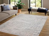 handmade Transitional Distressed Beige Grey Machine Made RECTANGLE POLYESTER area rug 9x12