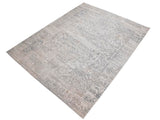 handmade Transitional Distressed Beige Grey Machine Made RECTANGLE POLYESTER area rug 9x12