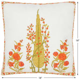 handmade Turkish Throw Pillow Ivory Rust  SQUARE COTTON area rug