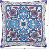 handmade Turkish Throw Pillow Ivory Teal  SQUARE SILK area rug