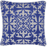 handmade  Pillow Ivory Blue Hand-Woven SQUARE PRINTED VEL pillow