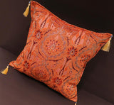 handmade Geometric Pillow Orange Red Handmade RECTANGLE throw pillow 2 x 2