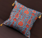 handmade Geometric Pillow Blue Orange Handmade RECTANGLE throw pillow 2 x 2