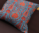 handmade Geometric Pillow Blue Orange Handmade RECTANGLE throw pillow 2 x 2