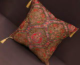 handmade Geometric Pillow Green Red Handmade RECTANGLE throw pillow 2 x 2