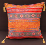 handmade Geometric Pillow Orange Green Handmade RECTANGLE throw pillow 2 x 2