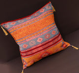 handmade Geometric Pillow Orange Blue Handmade RECTANGLE throw pillow 2 x 2