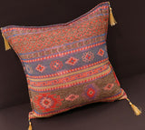 handmade Geometric Pillow Brown Blue Handmade RECTANGLE throw pillow 2 x 2