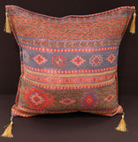 handmade Geometric Pillow Brown Blue Handmade RECTANGLE throw pillow 2 x 2