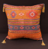 handmade Geometric Pillow Orange Blue Handmade RECTANGLE throw pillow 2 x 2