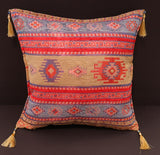 handmade Geometric Pillow Tan Blue Handmade RECTANGLE throw pillow 2 x 2